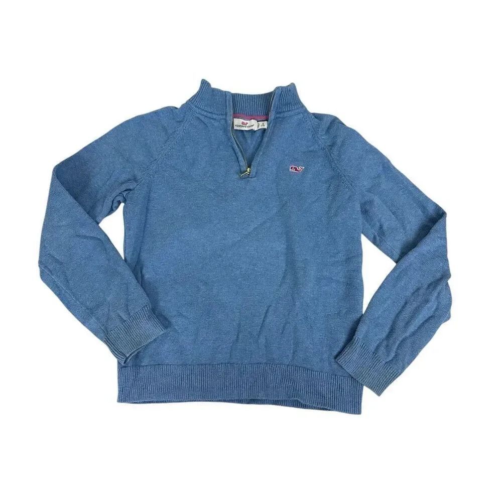 Vineyard Vines Girls Tide Blue 1/4 Zip Pullover Sweater Small 7-8